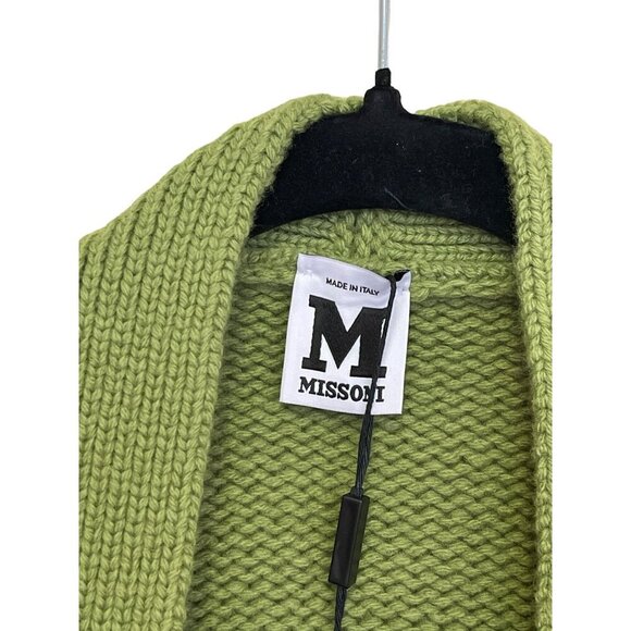 Missoni $795 Green Knit Geometric Long Length Cardigan Sweater Medium NWT - Picture 6 of 9